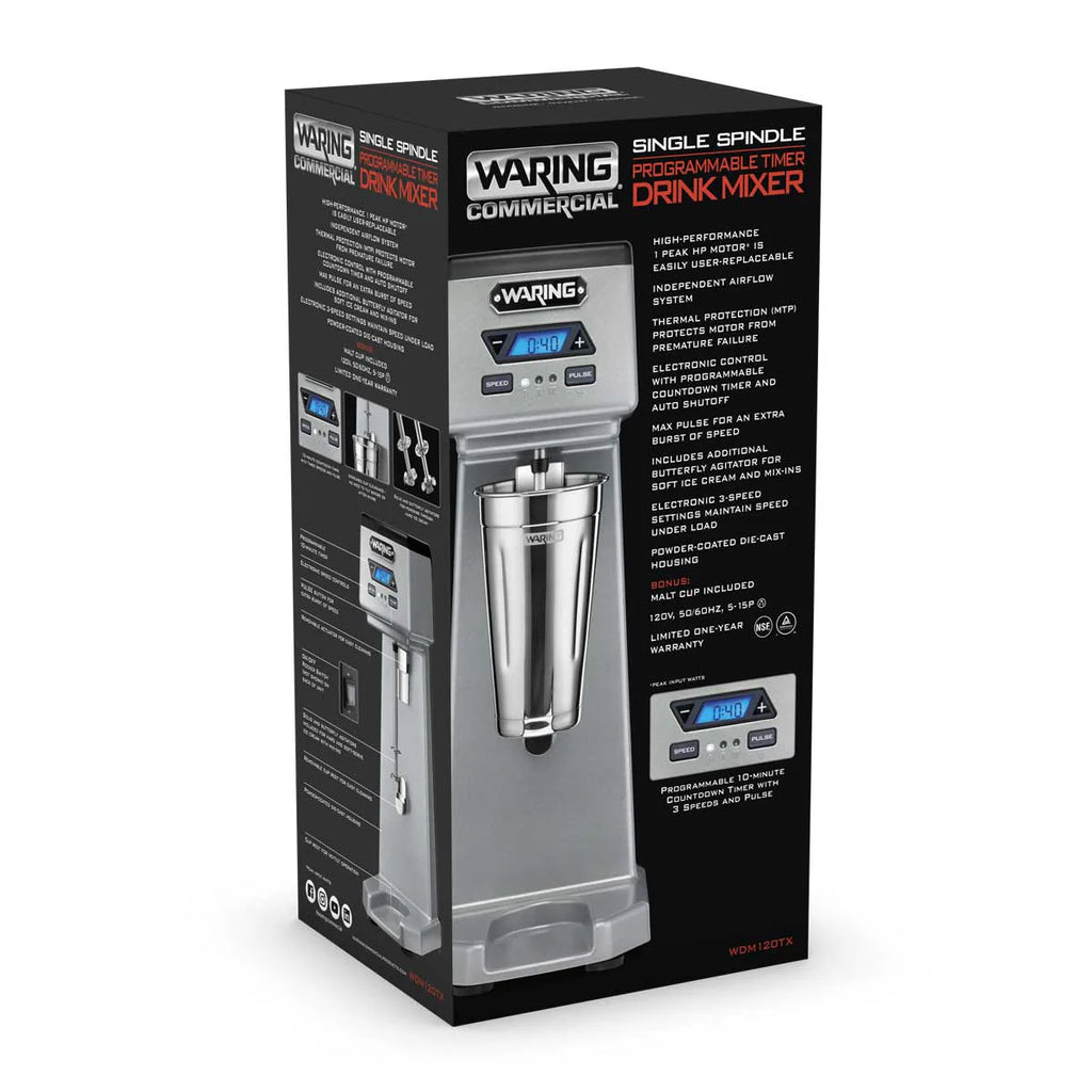 Waring WDM120TX Heavy-Duty Single-Spindle Drink Mixer w/ Timer