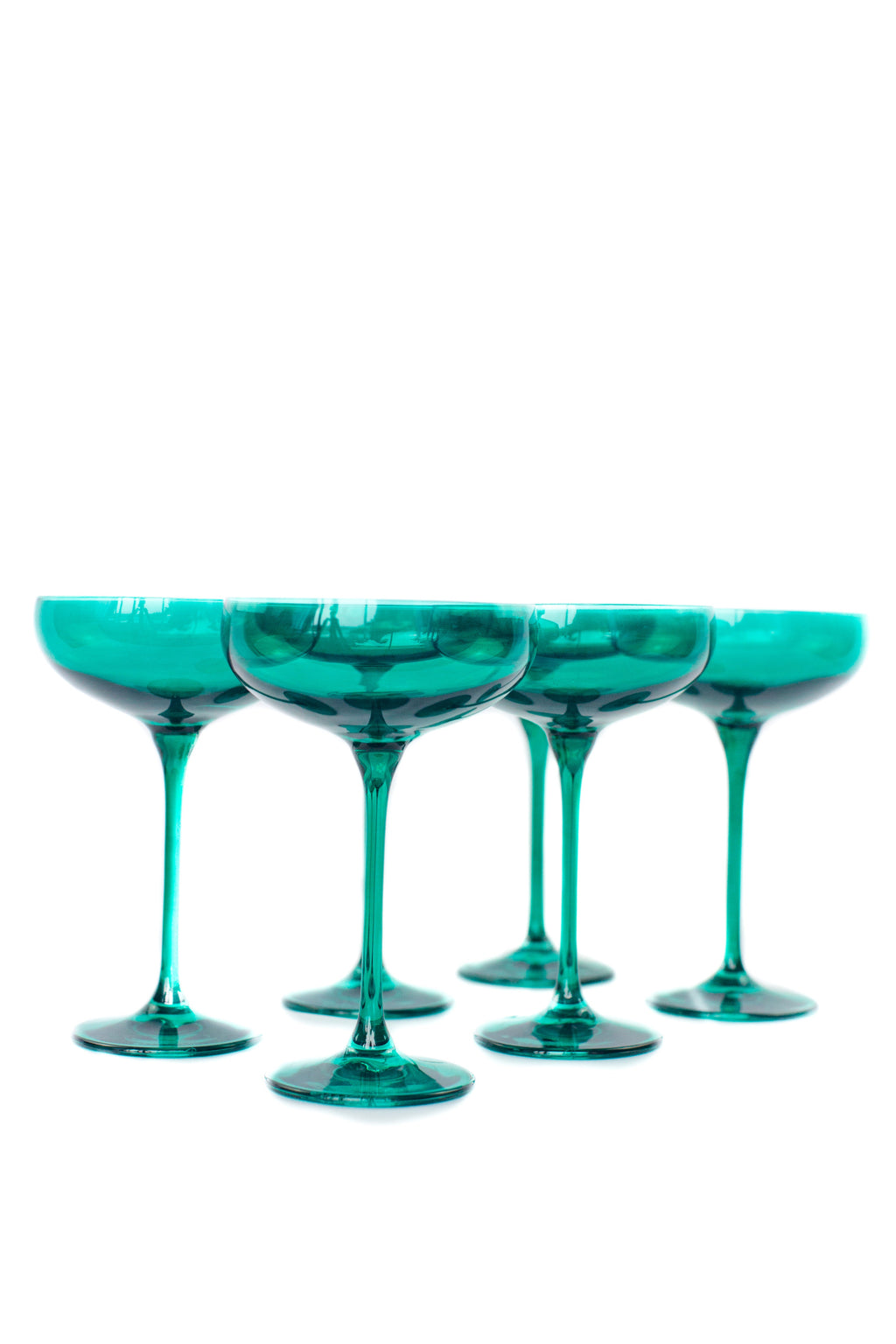 Estelle Colored Champagne Coupe Stemware - Set of 6 {Emerald Green}
