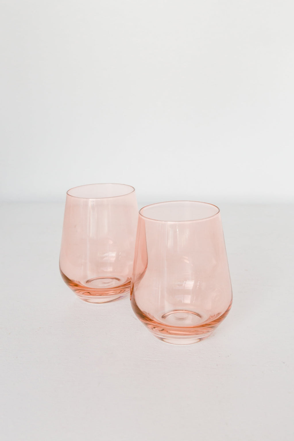 Estelle Colored Wine Stemless - Set of 2- Peach Fuzz {Our Coral Peach Pink}