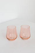Estelle Colored Wine Stemless - Set of 2- Peach Fuzz {Our Coral Peach Pink}
