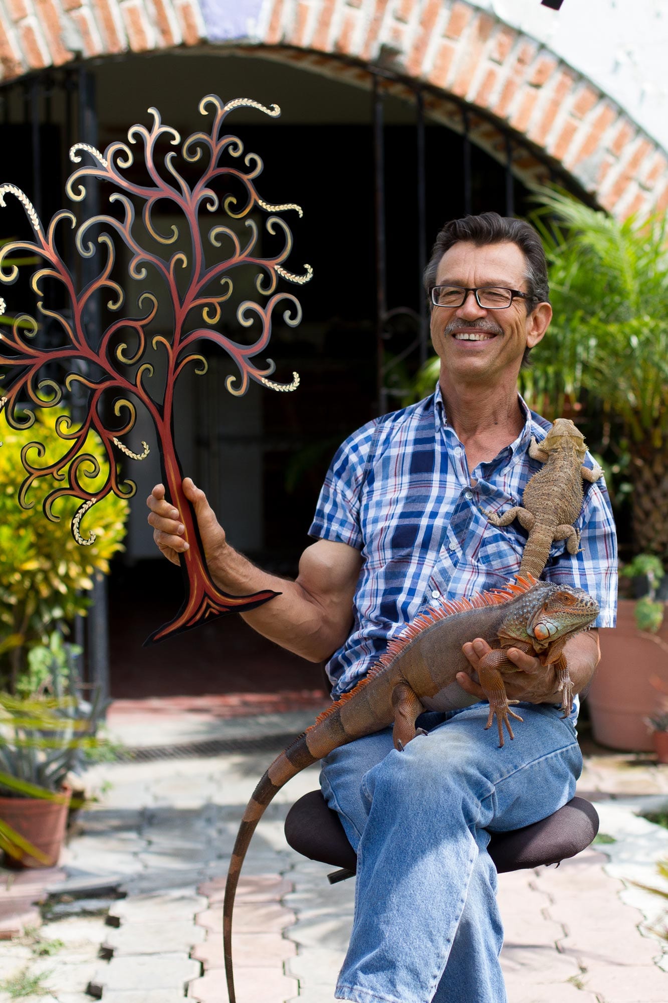 Fair Trade Sun and Moon Steel Yellow and Blue Wall Art - Cosmic Consciousness