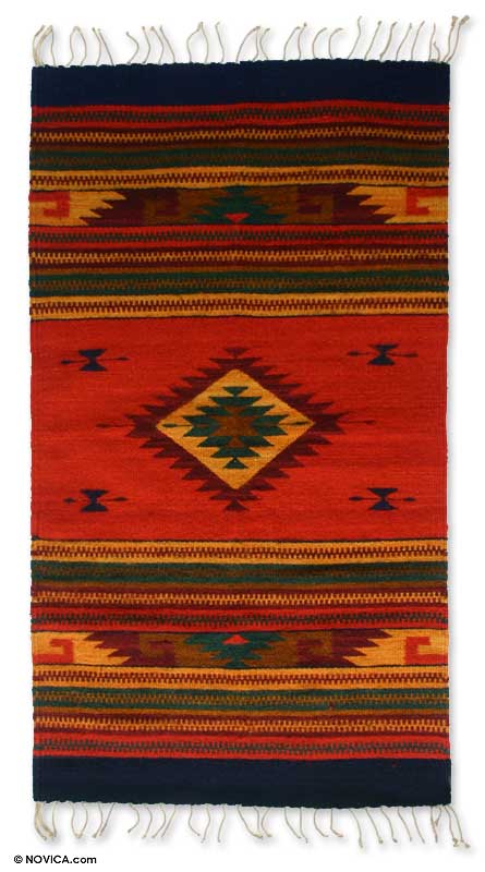 Handmade Zapotec Wool Area Rug - August Sun