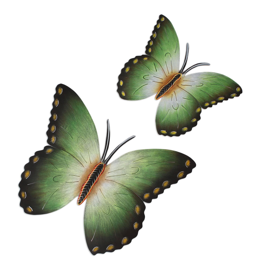 Steel wall art (Pair) - Bamboo Butterflies