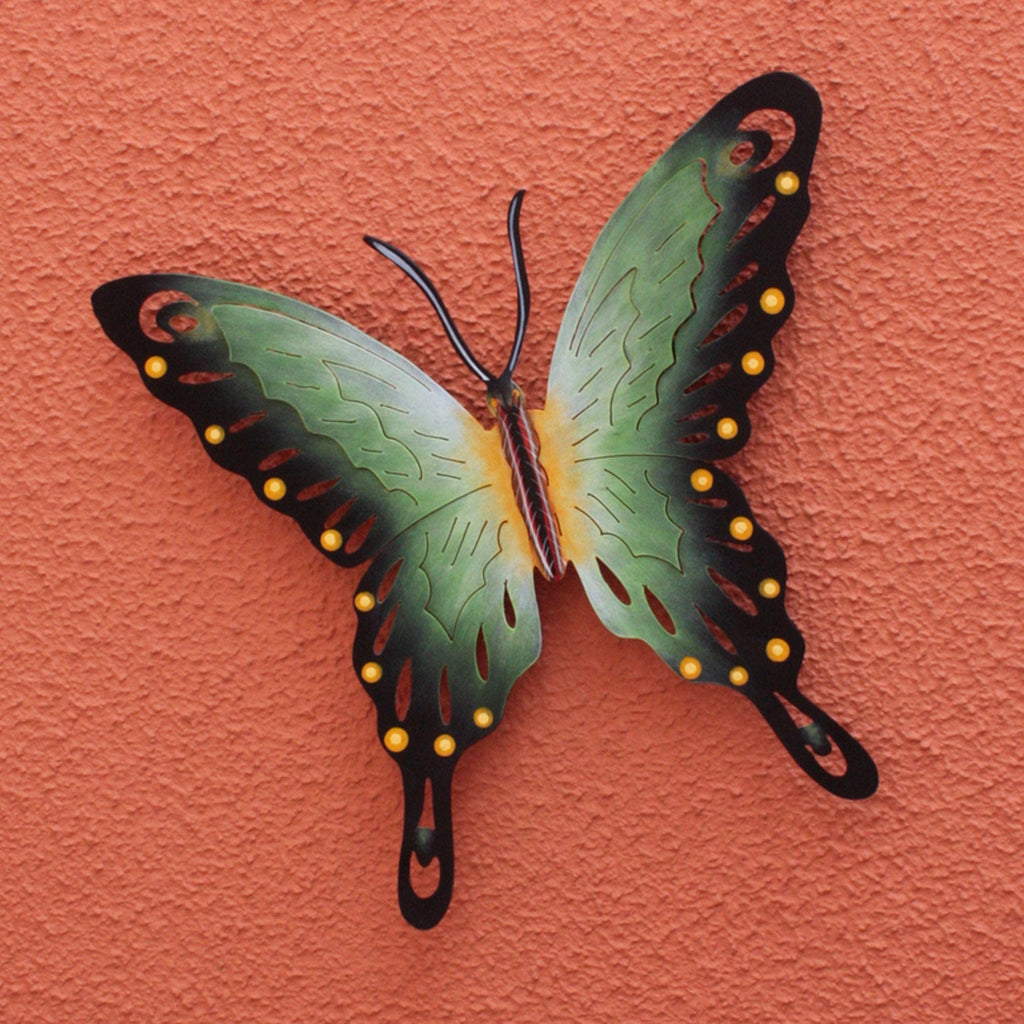 Collectible Green Butterfly Steel Wall Sculpture Mexico - Soul of Fortune