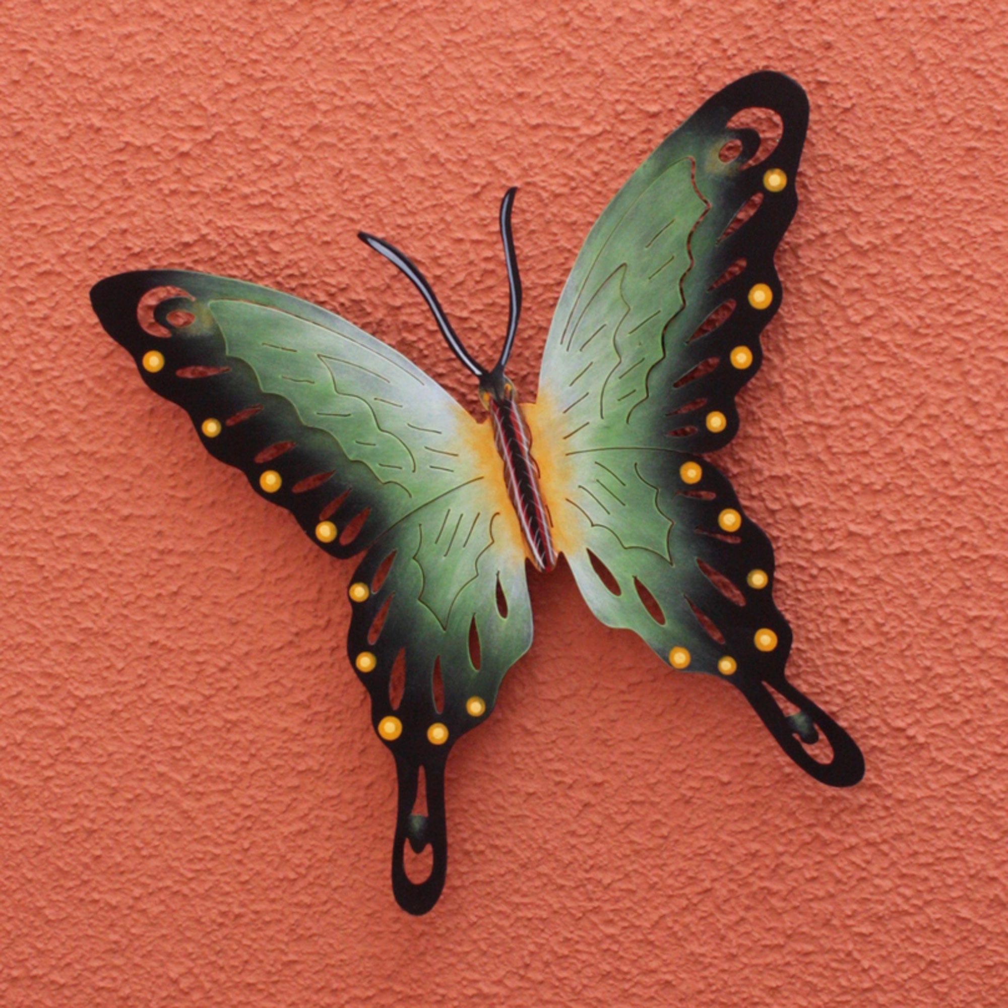 Collectible Green Butterfly Steel Wall Sculpture Mexico - Soul of Fortune
