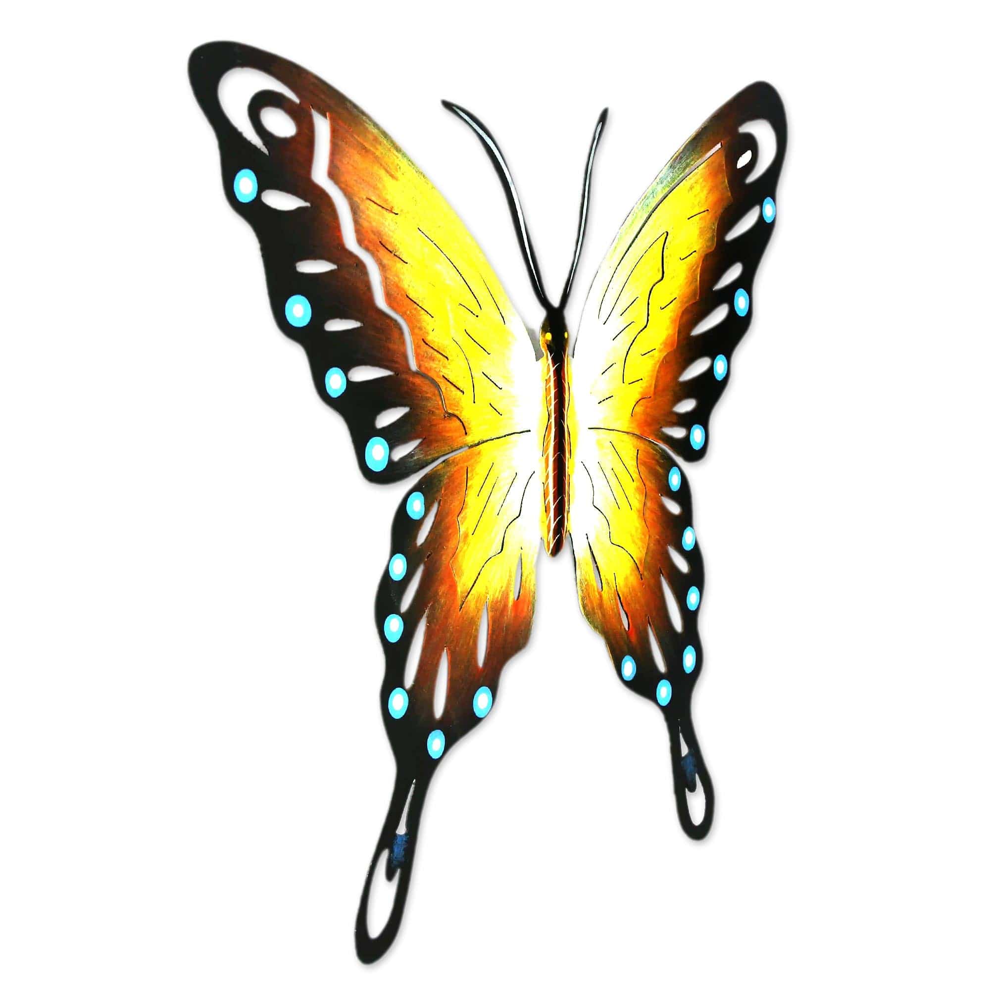 Hand Made Orange Butterfly Steel Wall Sculpture Mexico - Soul of Happiness