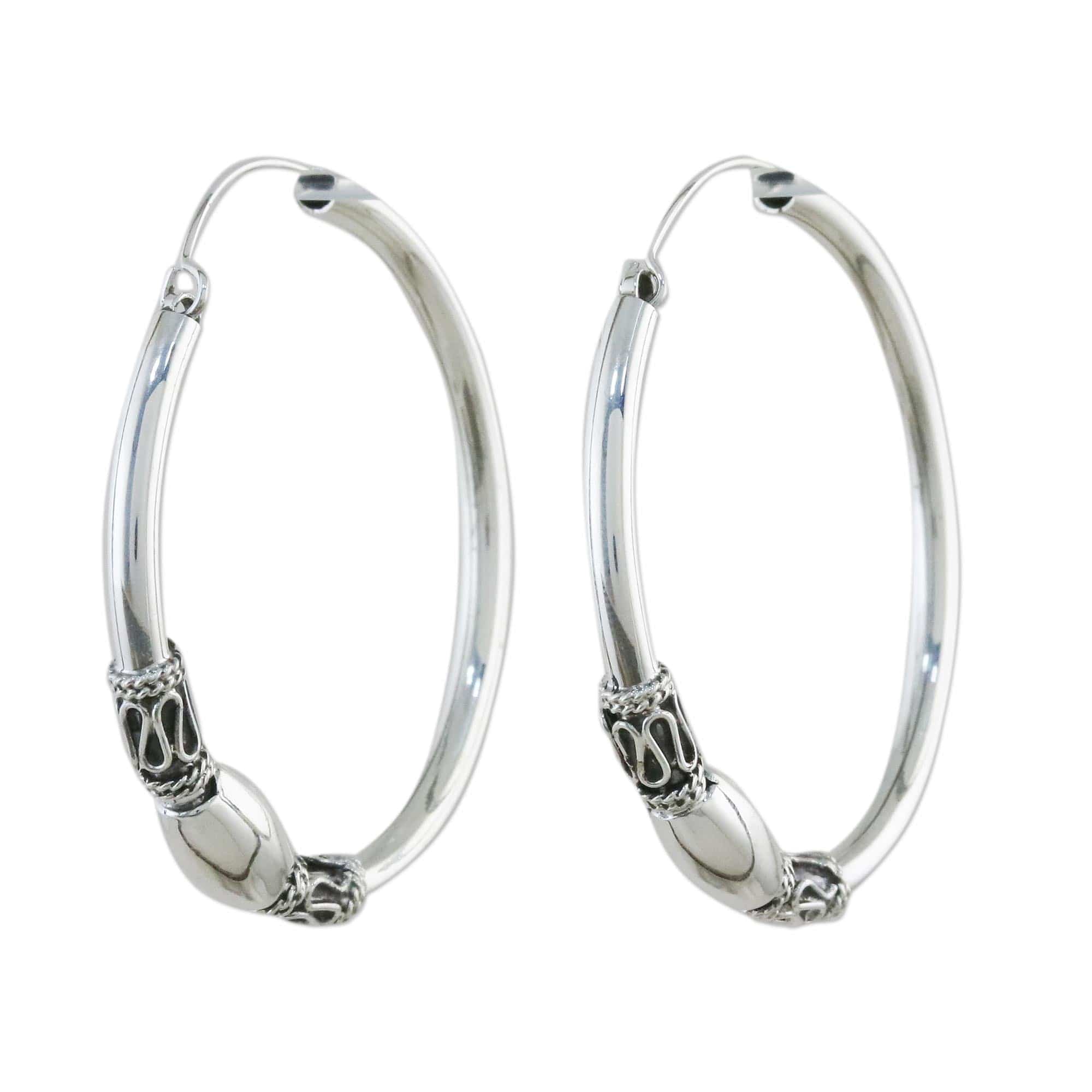 Gleaming Sterling Silver Hoop Earrings from Thailand - Cool Rounds