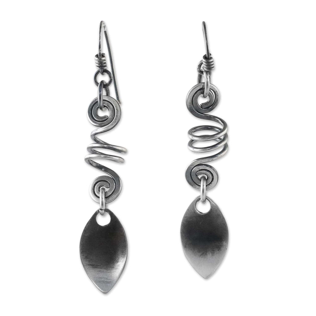 Sterling Silver Spiral Motif Dangle Earrings from Thailand - Garden View