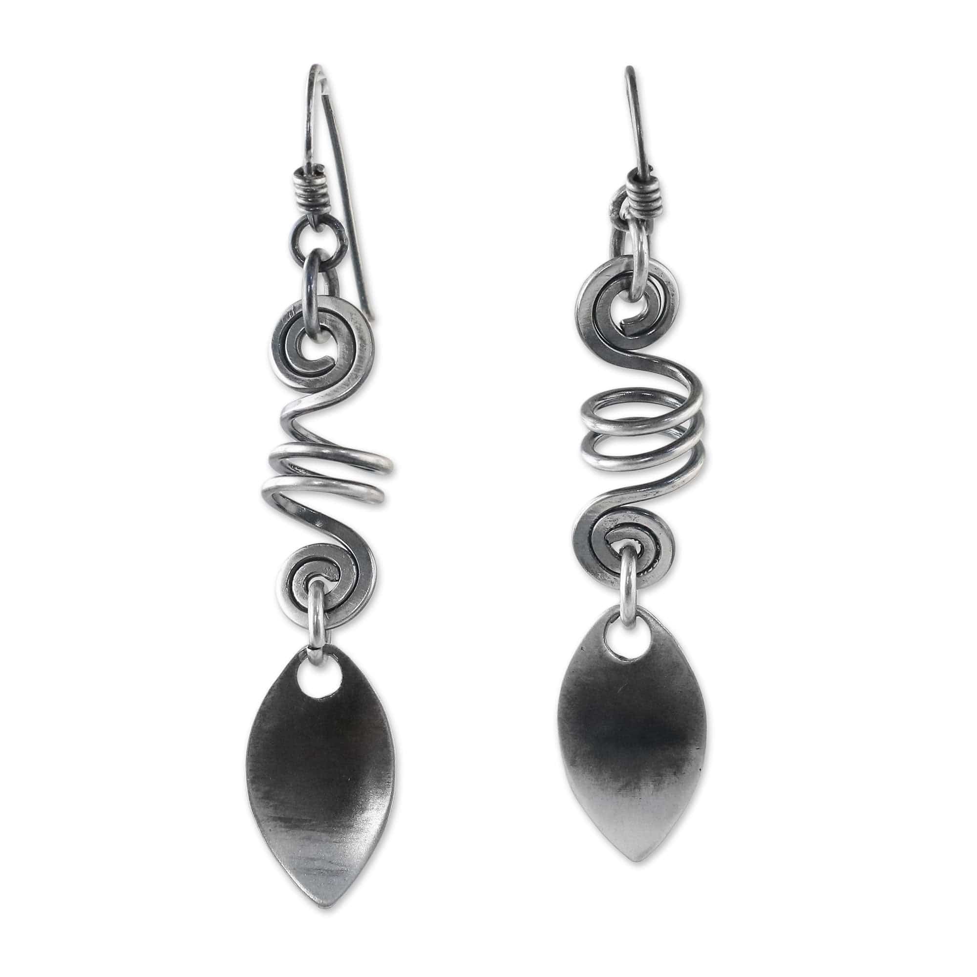Sterling Silver Spiral Motif Dangle Earrings from Thailand - Garden View