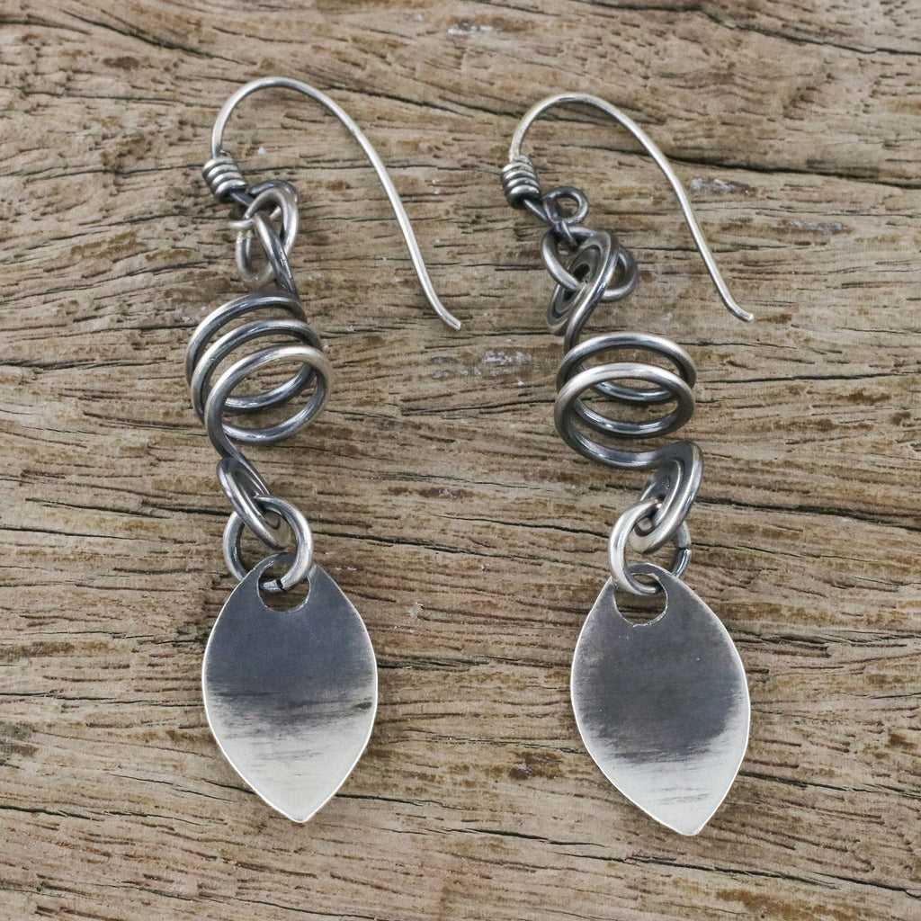 Sterling Silver Spiral Motif Dangle Earrings from Thailand - Garden View