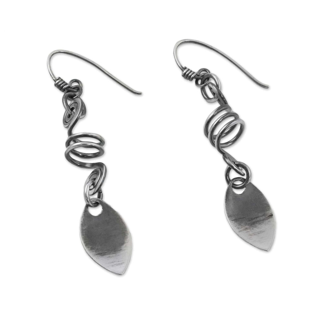 Sterling Silver Spiral Motif Dangle Earrings from Thailand - Garden View