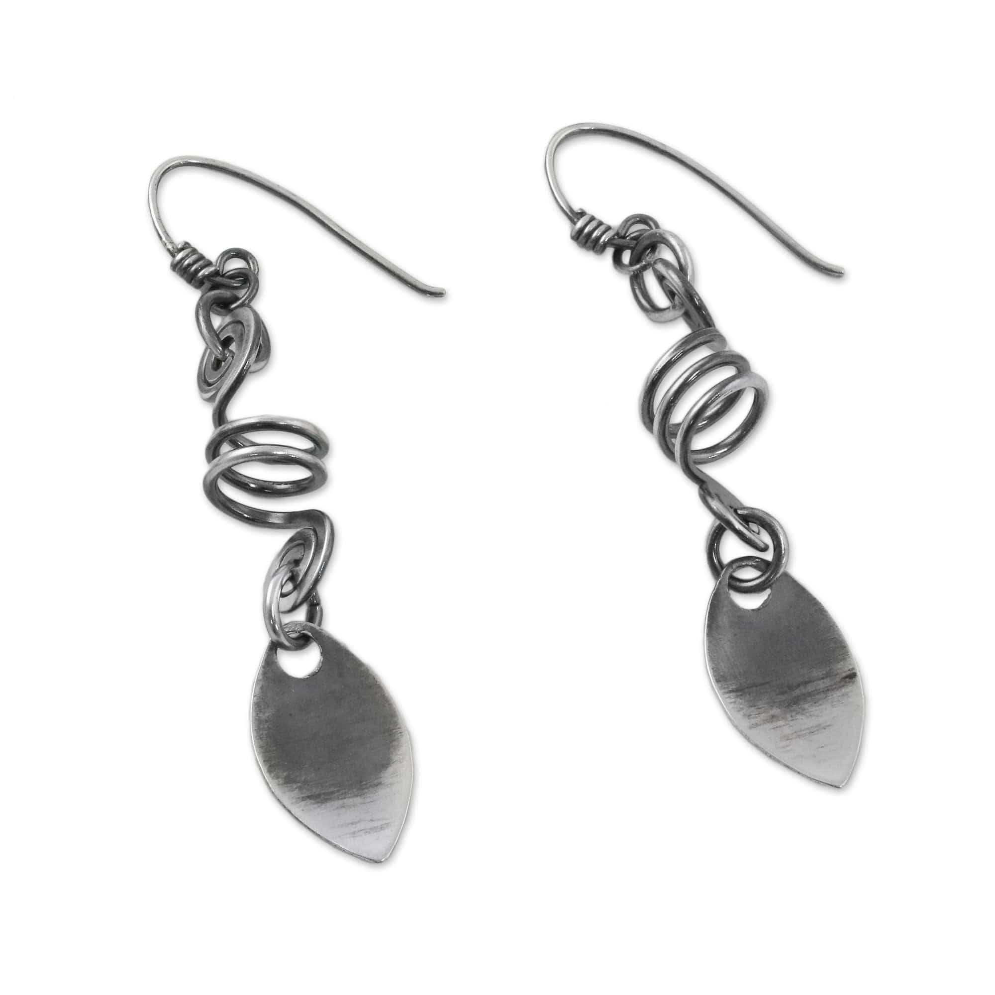 Sterling Silver Spiral Motif Dangle Earrings from Thailand - Garden View