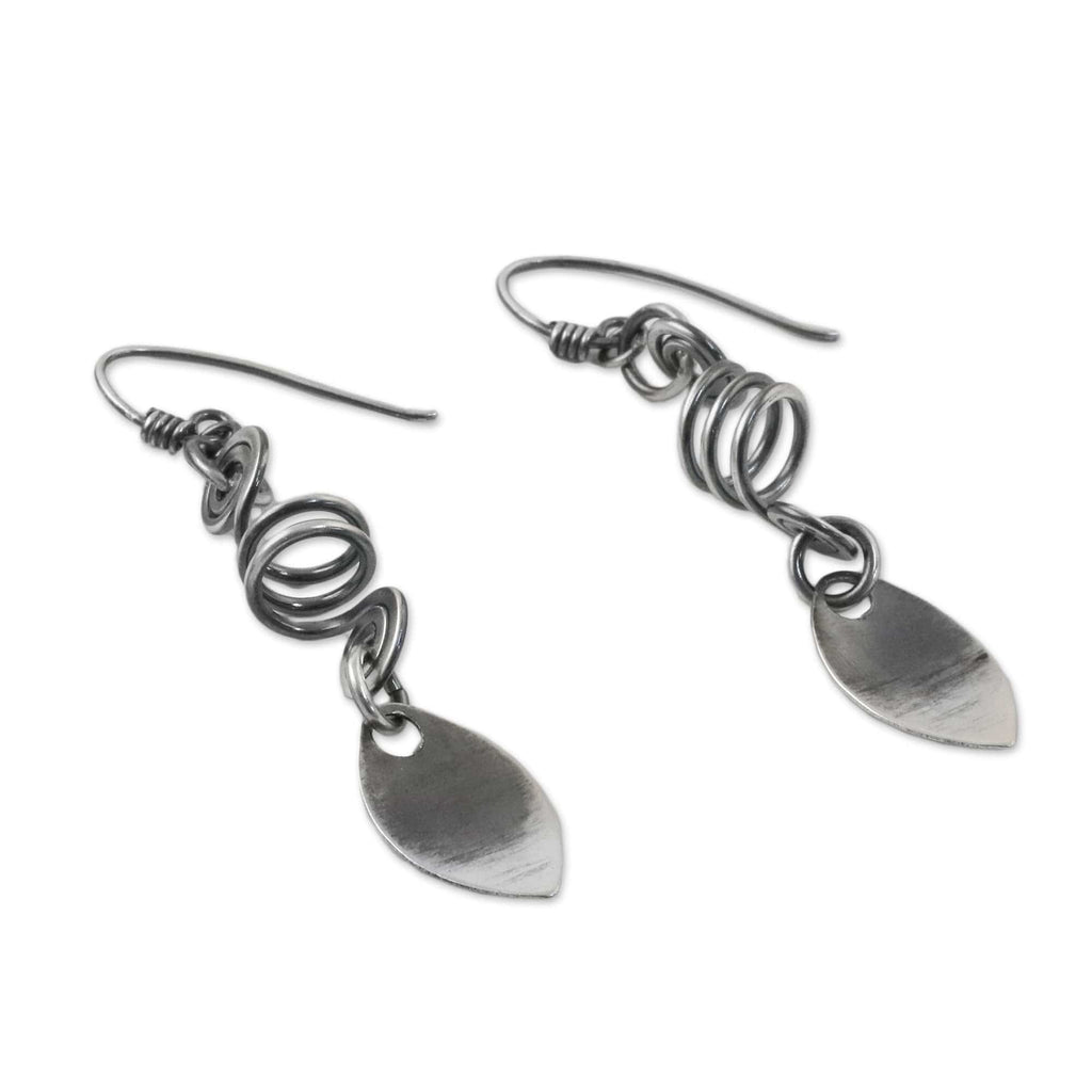 Sterling Silver Spiral Motif Dangle Earrings from Thailand - Garden View