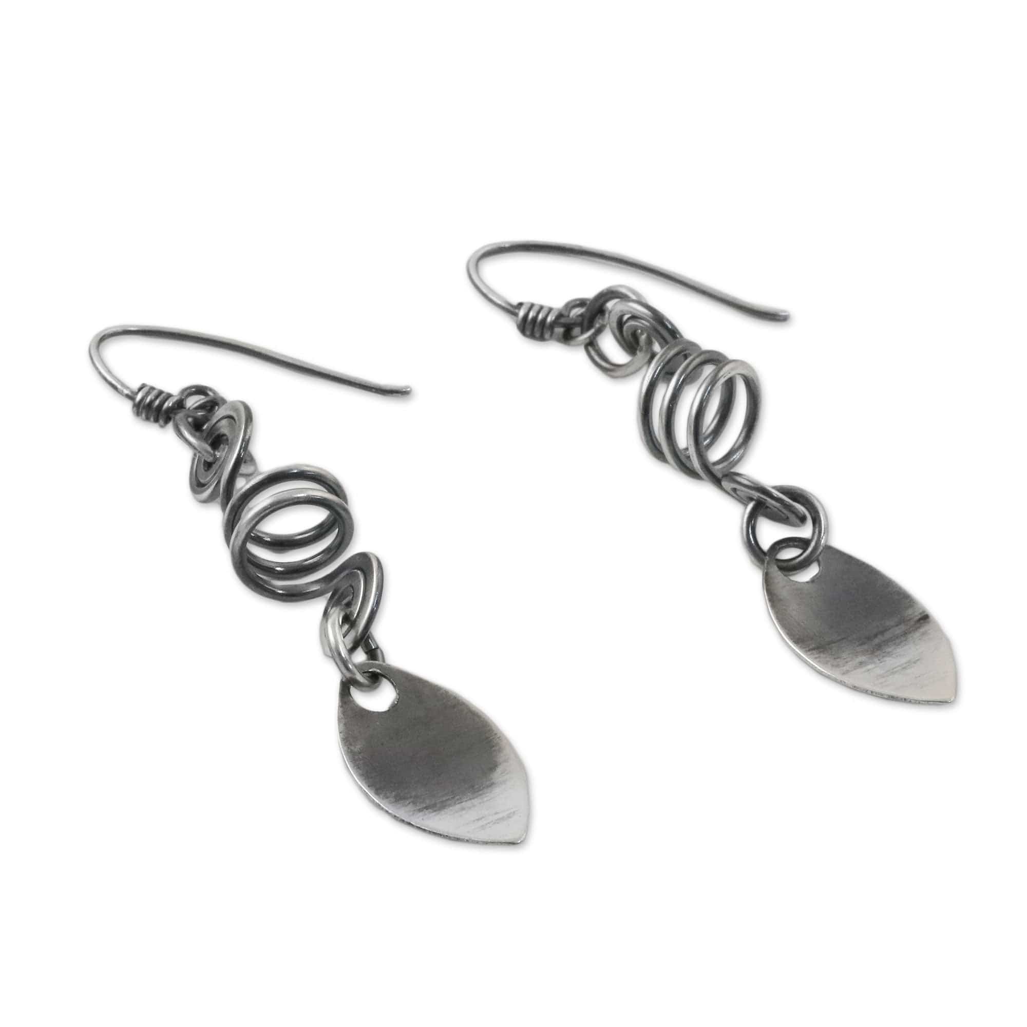 Sterling Silver Spiral Motif Dangle Earrings from Thailand - Garden View