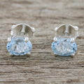 Classic Blue Topaz Stud Earrings from Thailand - Everlasting Blue