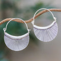 Handcrafted Karen Silver Hoop Earrings from Thailand - Karen Fan