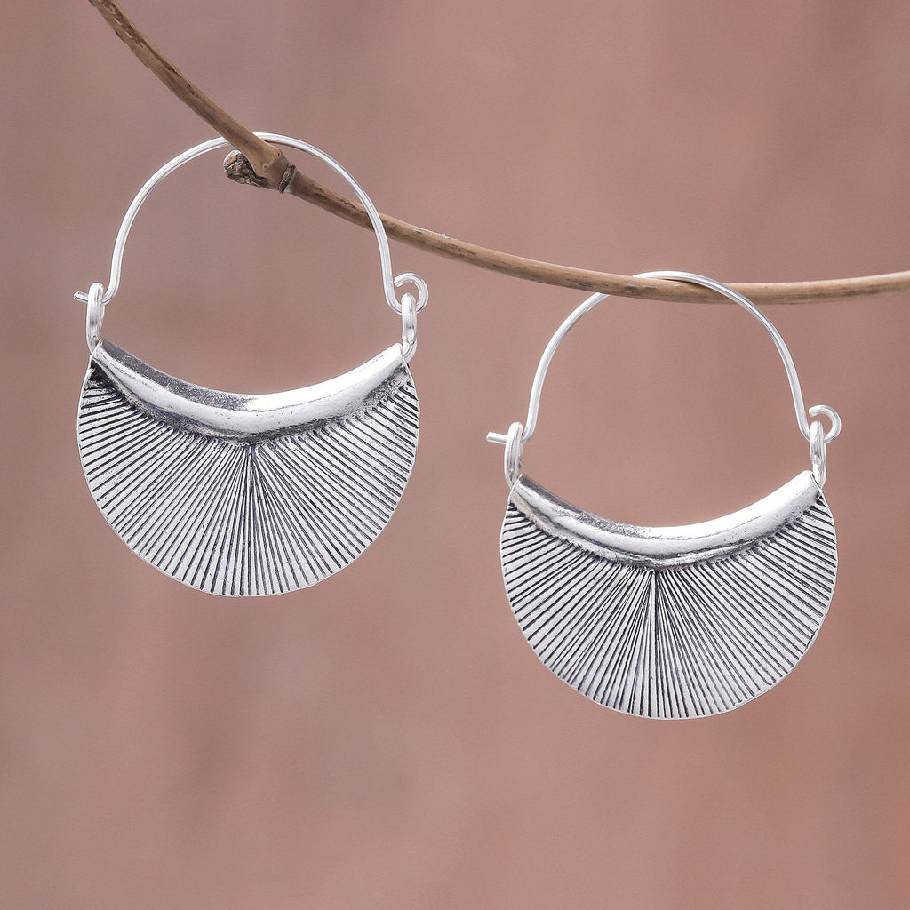 Handcrafted Karen Silver Hoop Earrings from Thailand - Karen Fan