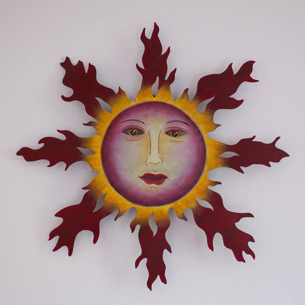 Handmade Steel Sun Wall Sculpture from Mexico - Fiery Tendrils
