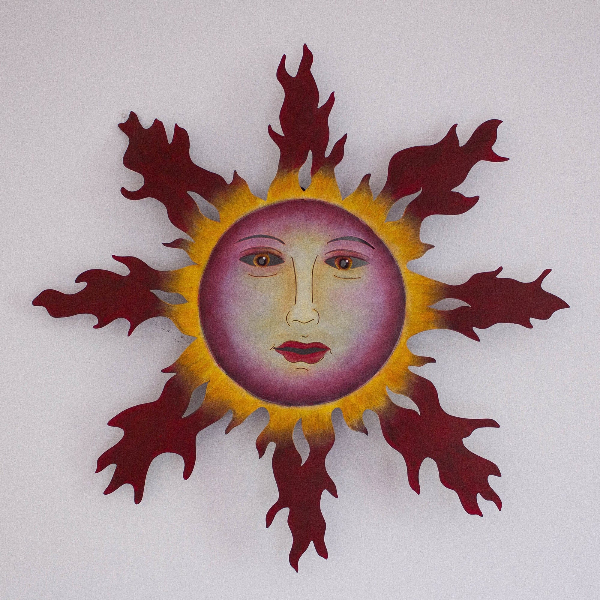 Handmade Steel Sun Wall Sculpture from Mexico - Fiery Tendrils