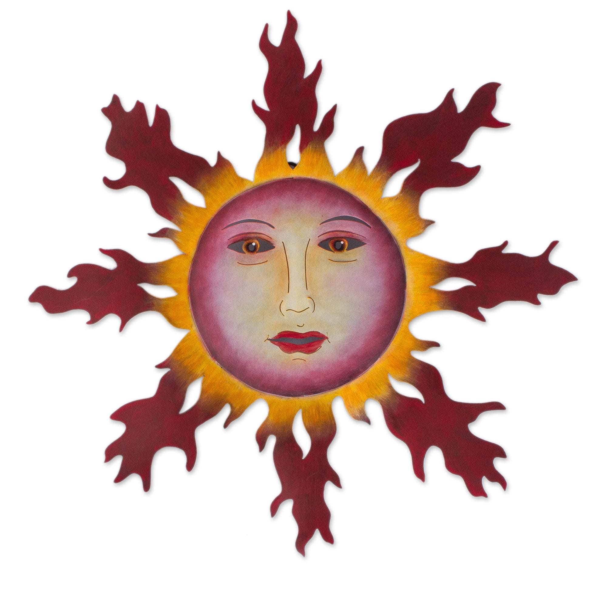 Handmade Steel Sun Wall Sculpture from Mexico - Fiery Tendrils