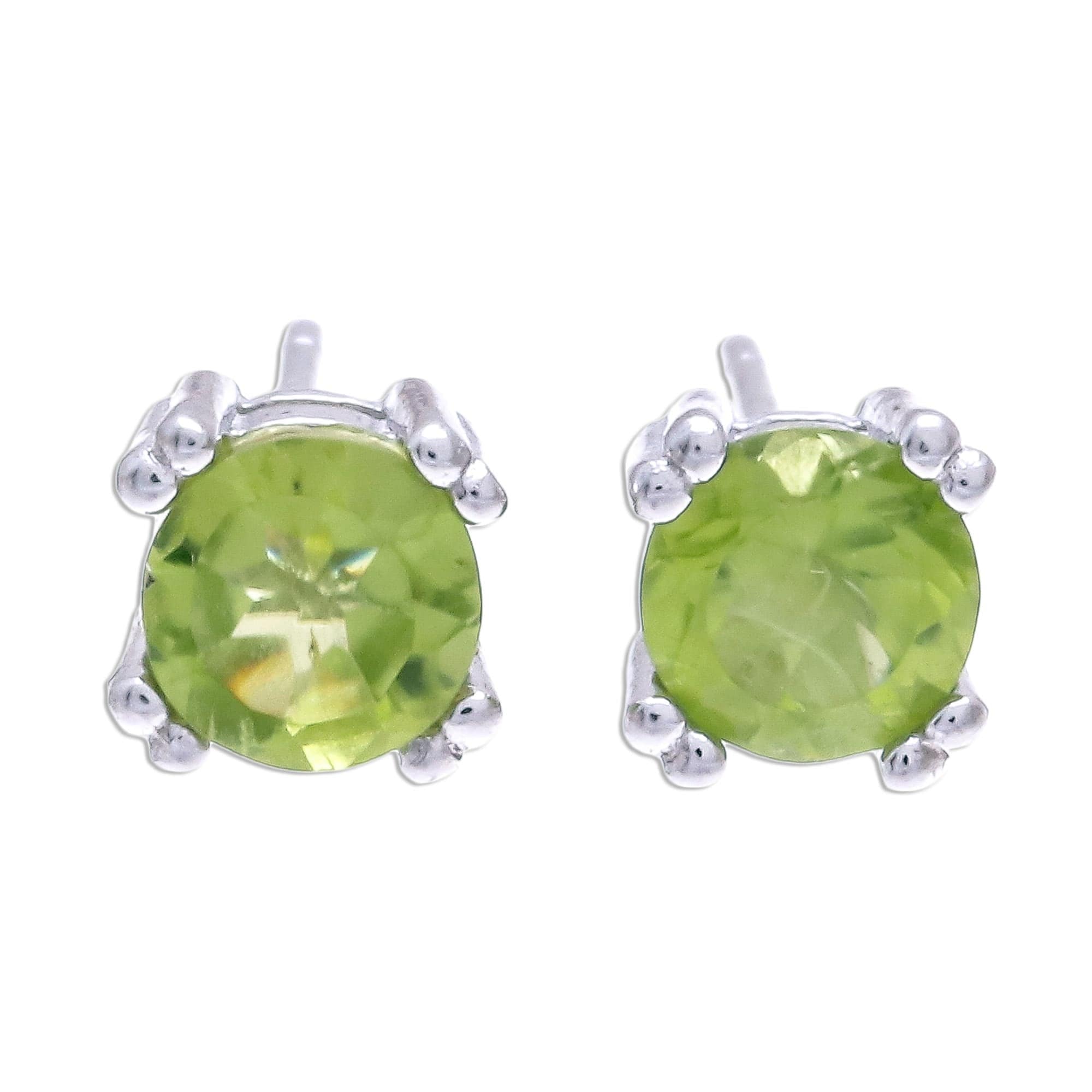 Faceted Peridot Stud Earrings from Thailand - Sparkling Gems