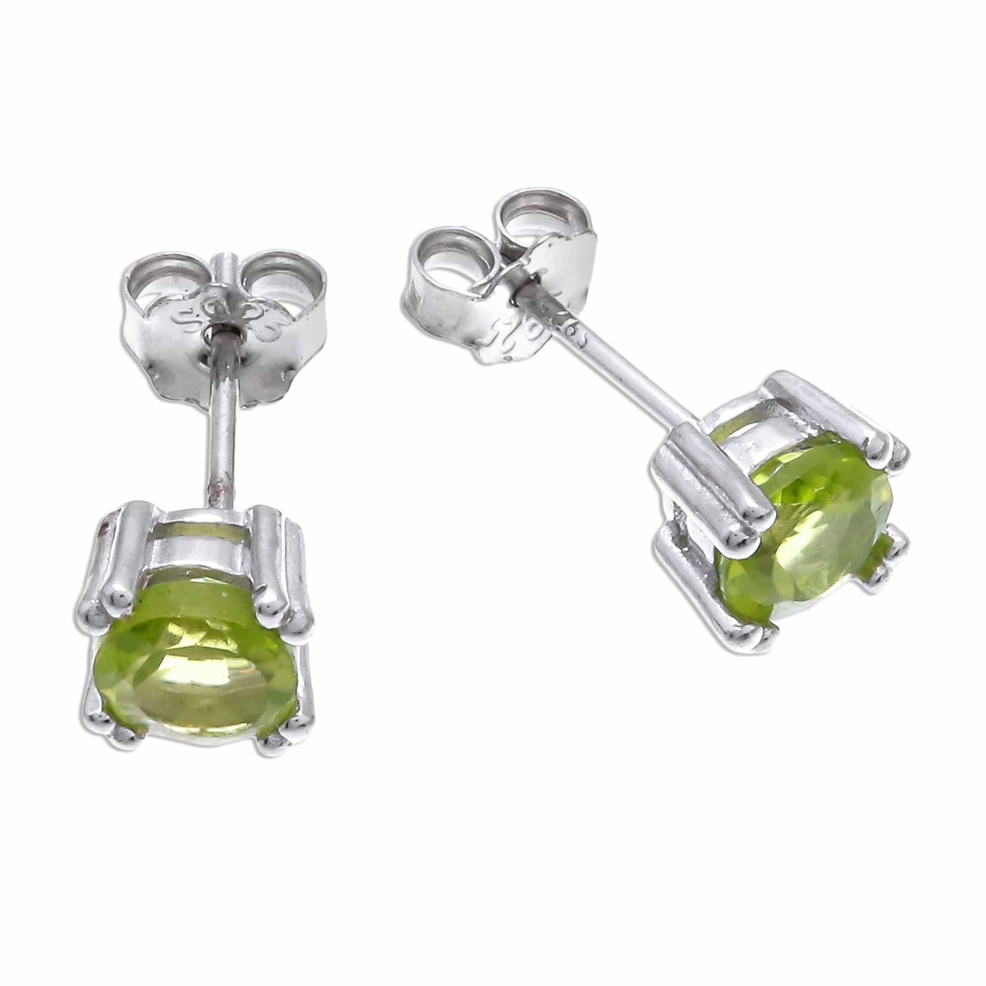 Faceted Peridot Stud Earrings from Thailand - Sparkling Gems