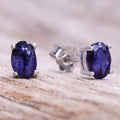 Oval Sapphire Stud Earrings from Thailand - Oceanic Marvel