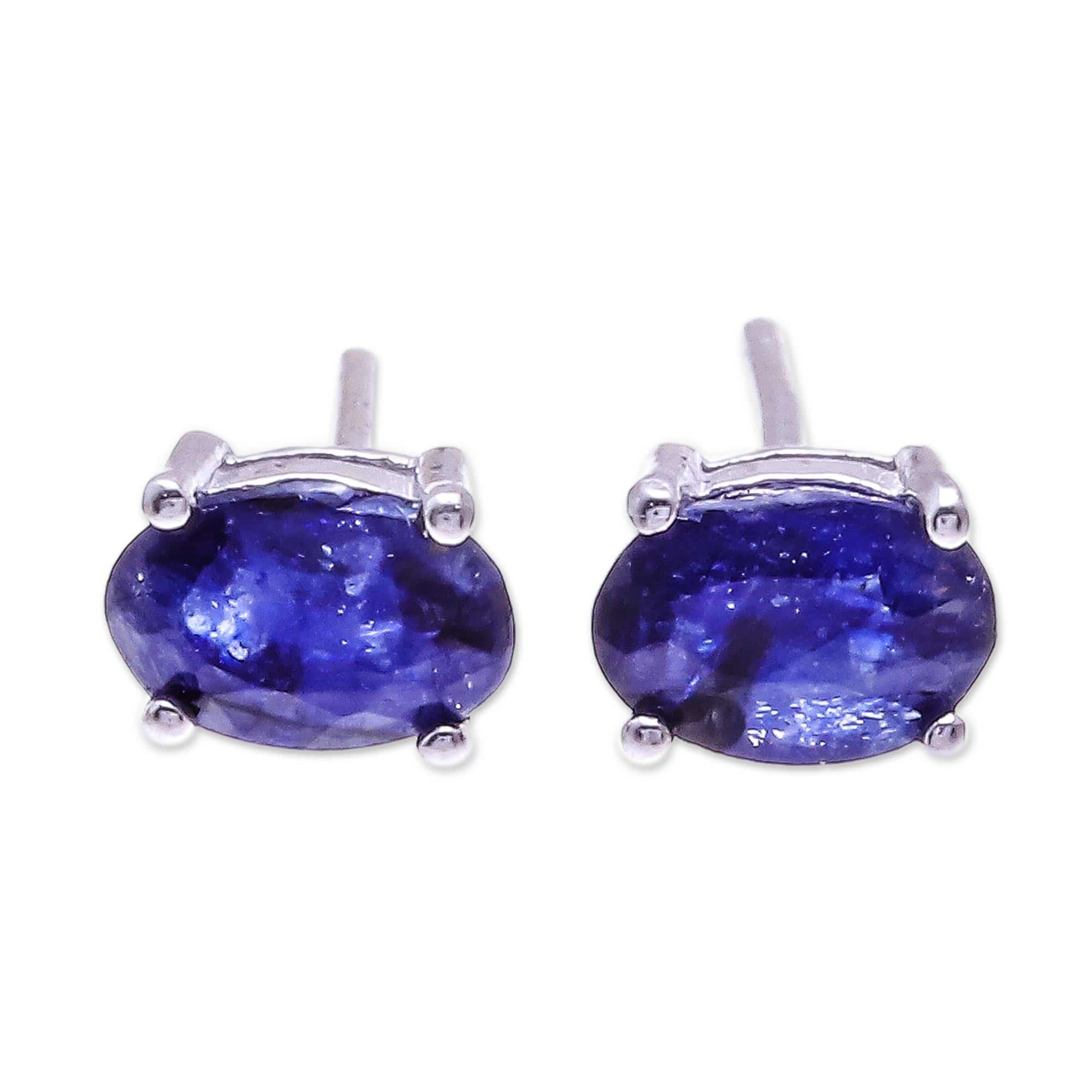 Oval Sapphire Stud Earrings from Thailand - Oceanic Marvel
