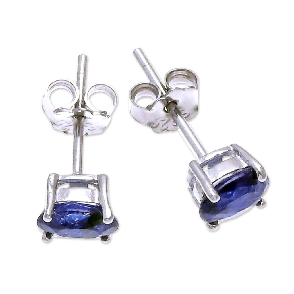 Oval Sapphire Stud Earrings from Thailand - Oceanic Marvel