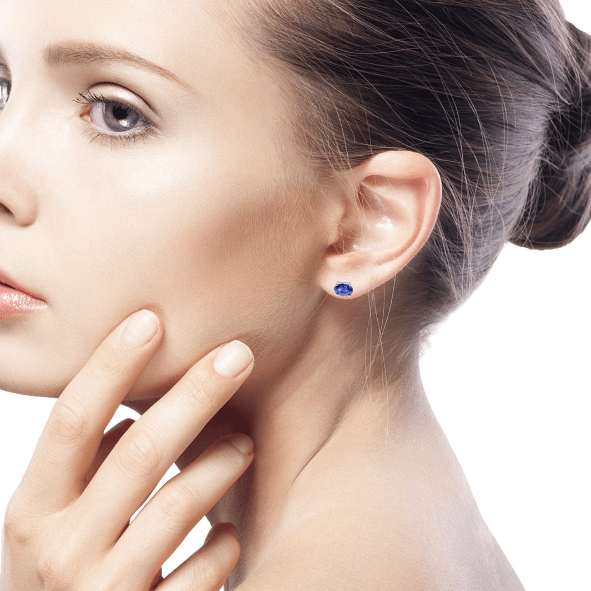 Oval Sapphire Stud Earrings from Thailand - Oceanic Marvel
