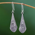 Floral Motif Karen Silver Dangle Earrings from Thailand - Karen Fantasy