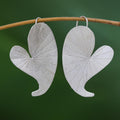 Heart-Shaped Lotus Leaf Karen Silver Drop Earrings - Heart Lotus