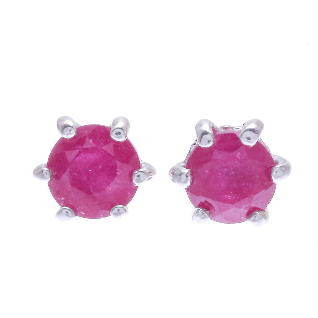 Handmade Ruby and Sterling Silver Stud Earrings - Catch a Star in Pink
