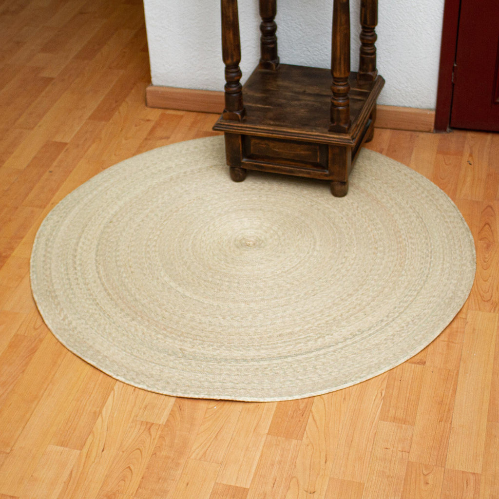 Double Layer Braided Palm Frond Accent Mat from Mexico - Double Braided Circles