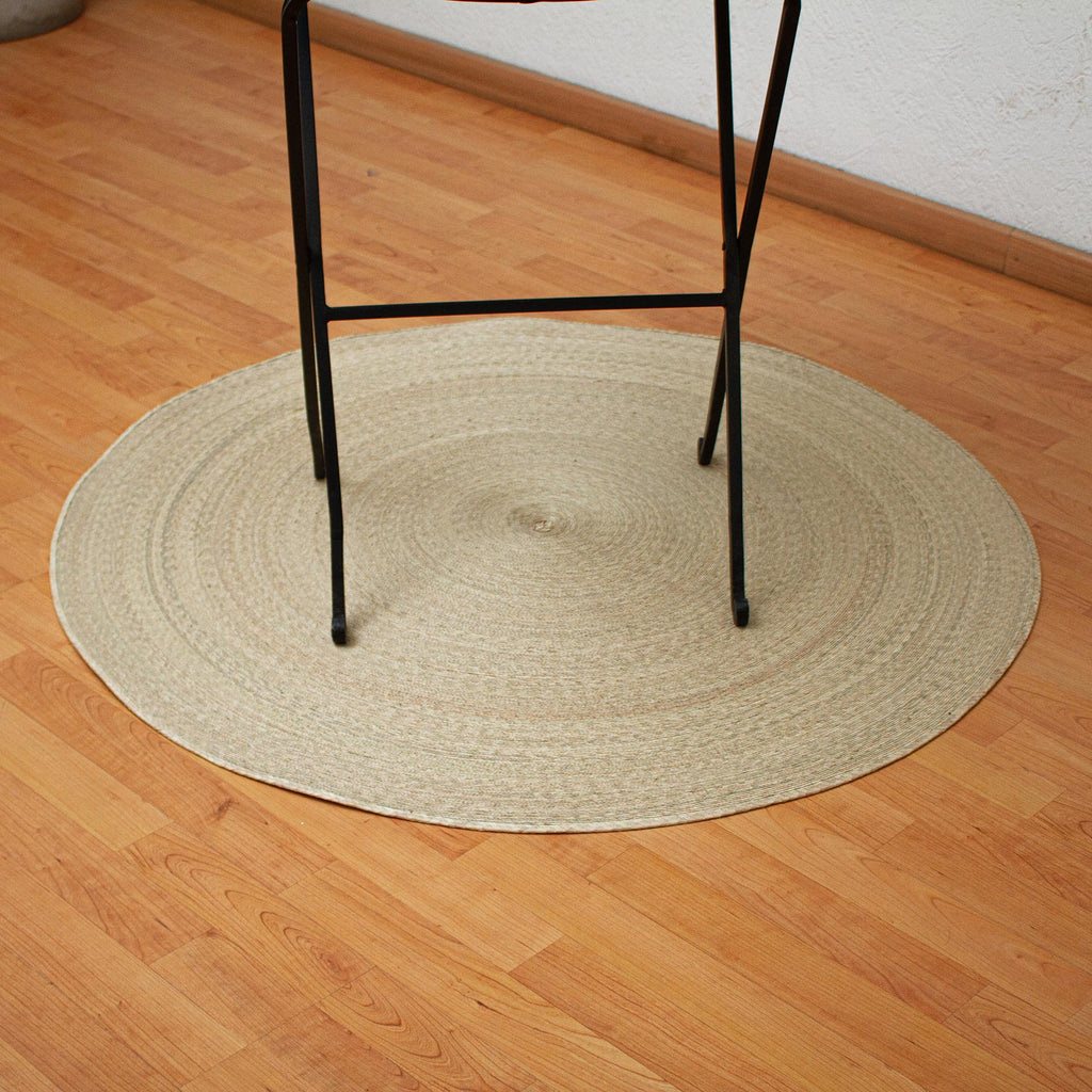 Double Layer Braided Palm Frond Accent Mat from Mexico - Double Braided Circles