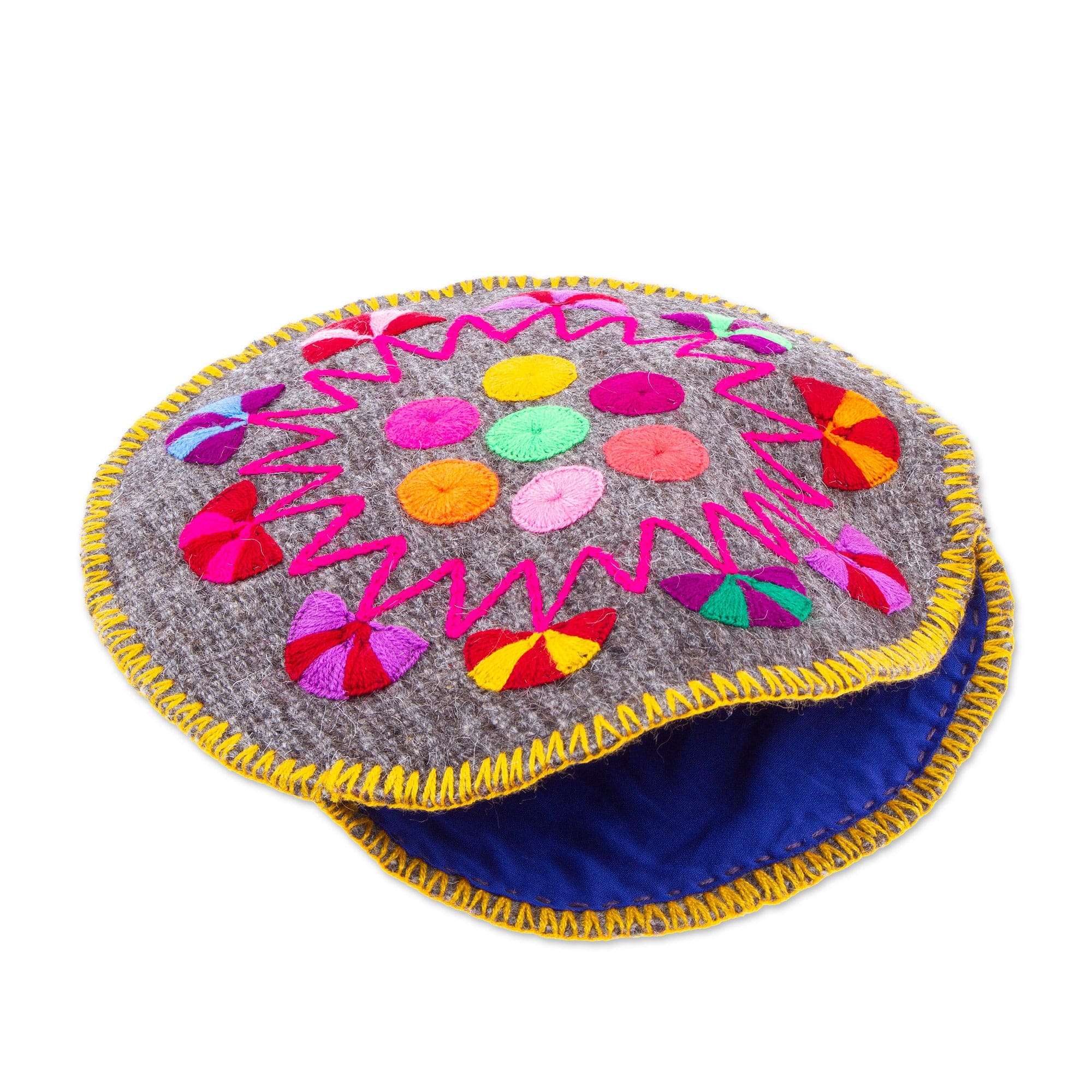 Handloomed Grey Cotton Tortilla Warmer with Embroidery - Grey Deliciousness