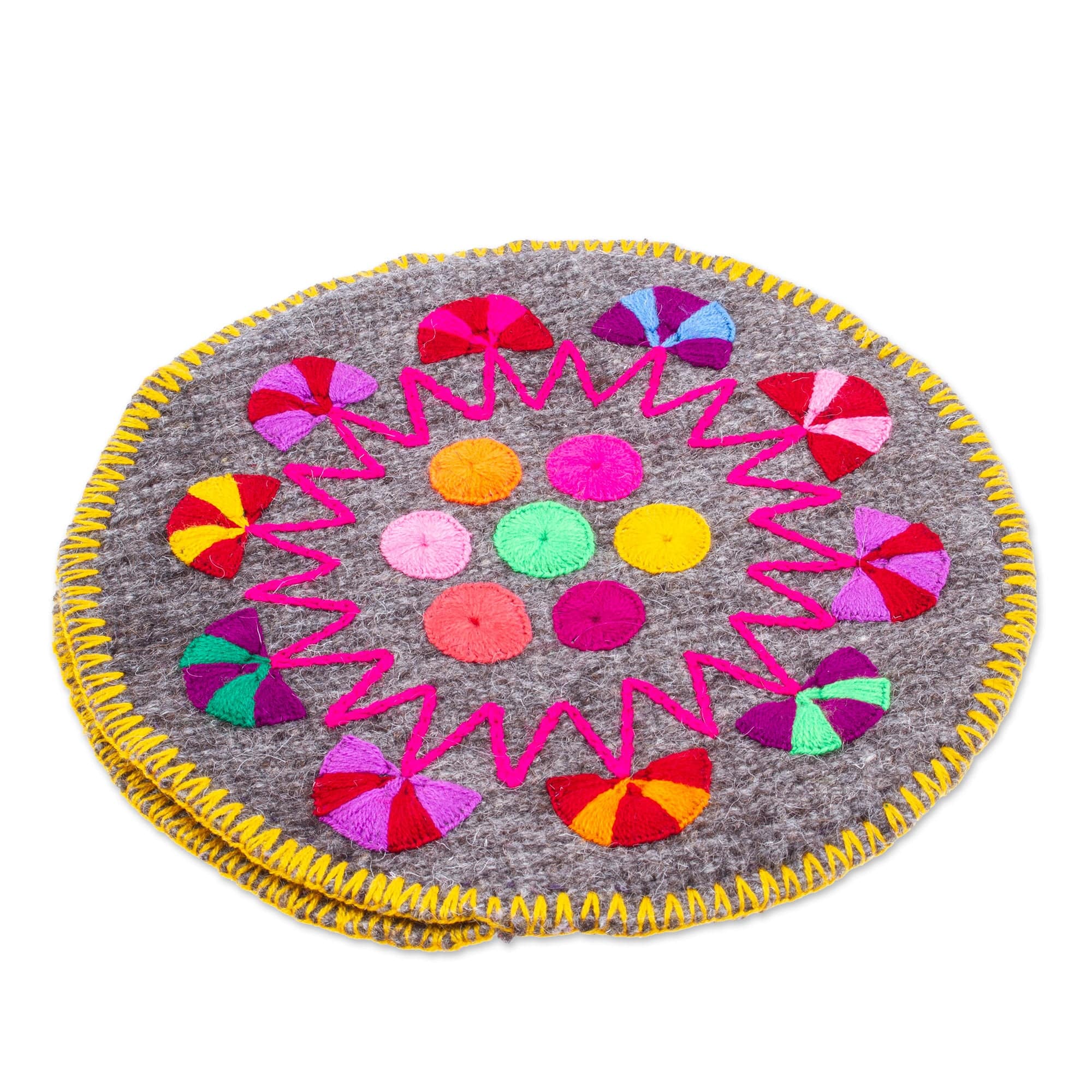 Handloomed Grey Cotton Tortilla Warmer with Embroidery - Grey Deliciousness