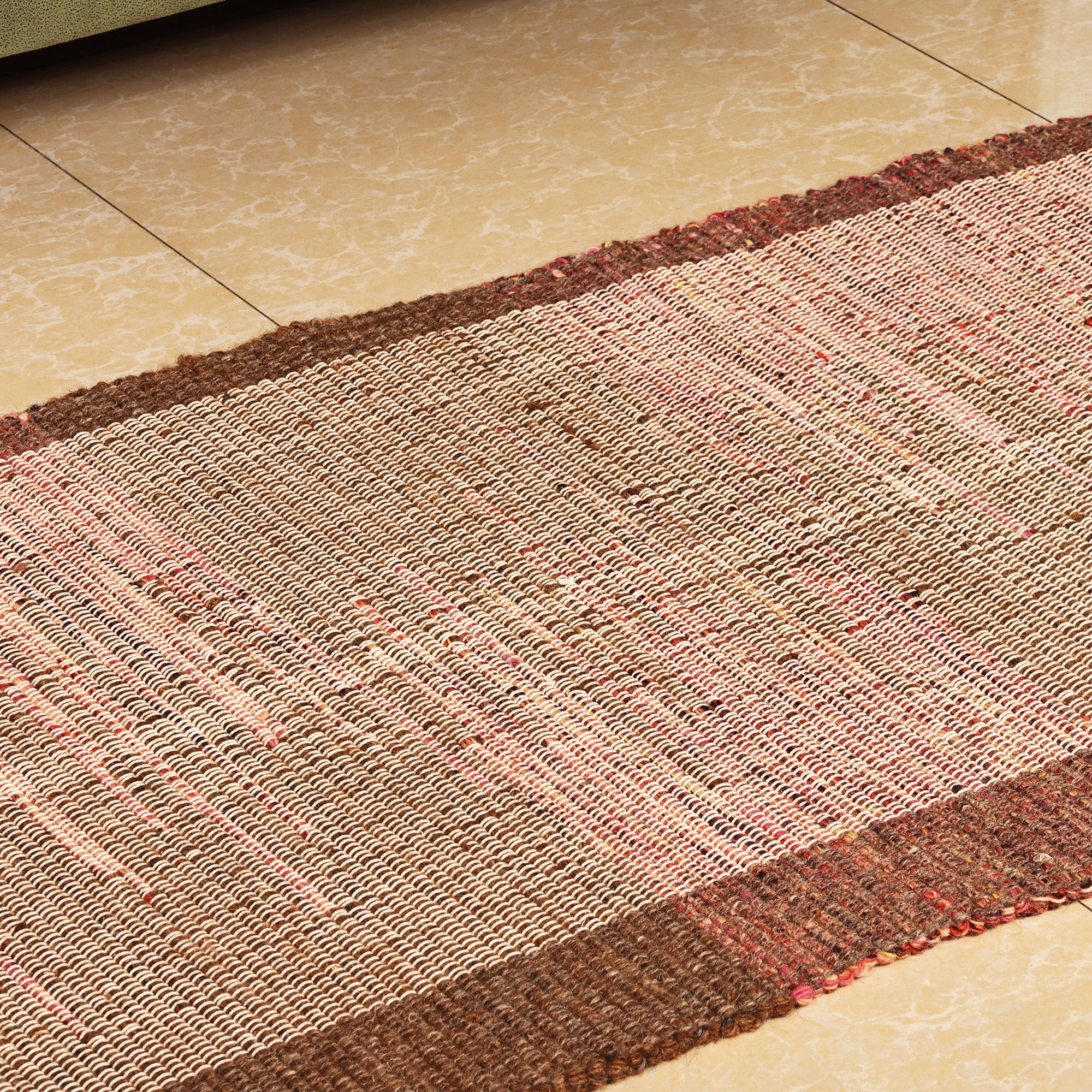 Handwoven Warm-Toned Wool Blend Area Rug (2.5x5) - Armenian Dawn