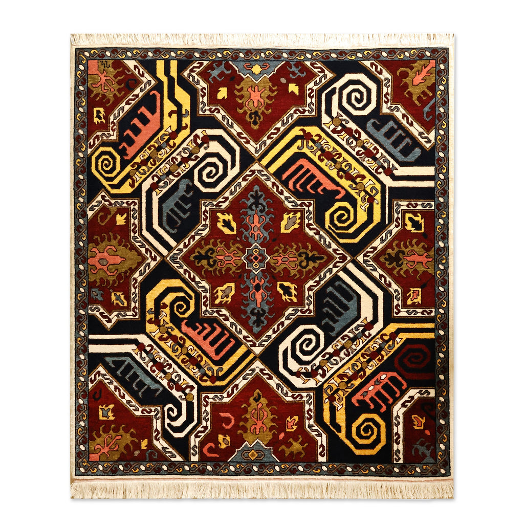 Classic Patterned Wool Vishapagorg Rug from Armenia (4x5) - Memory of Grandeur