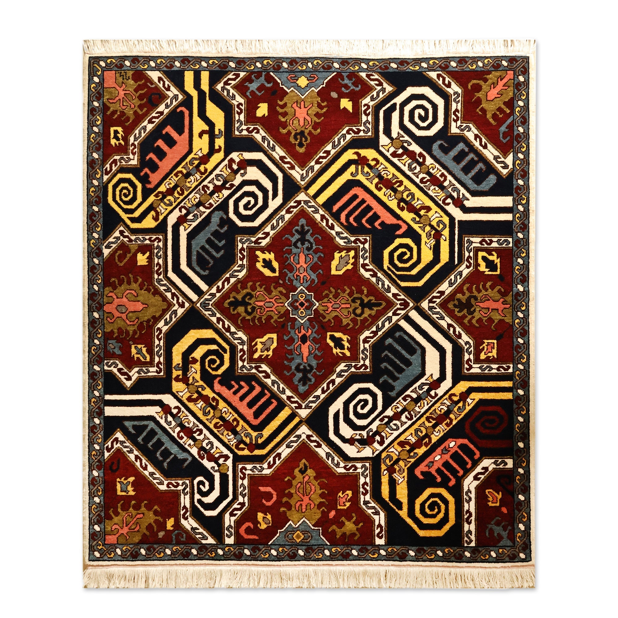 Classic Patterned Wool Vishapagorg Rug from Armenia (4x5) - Memory of Grandeur