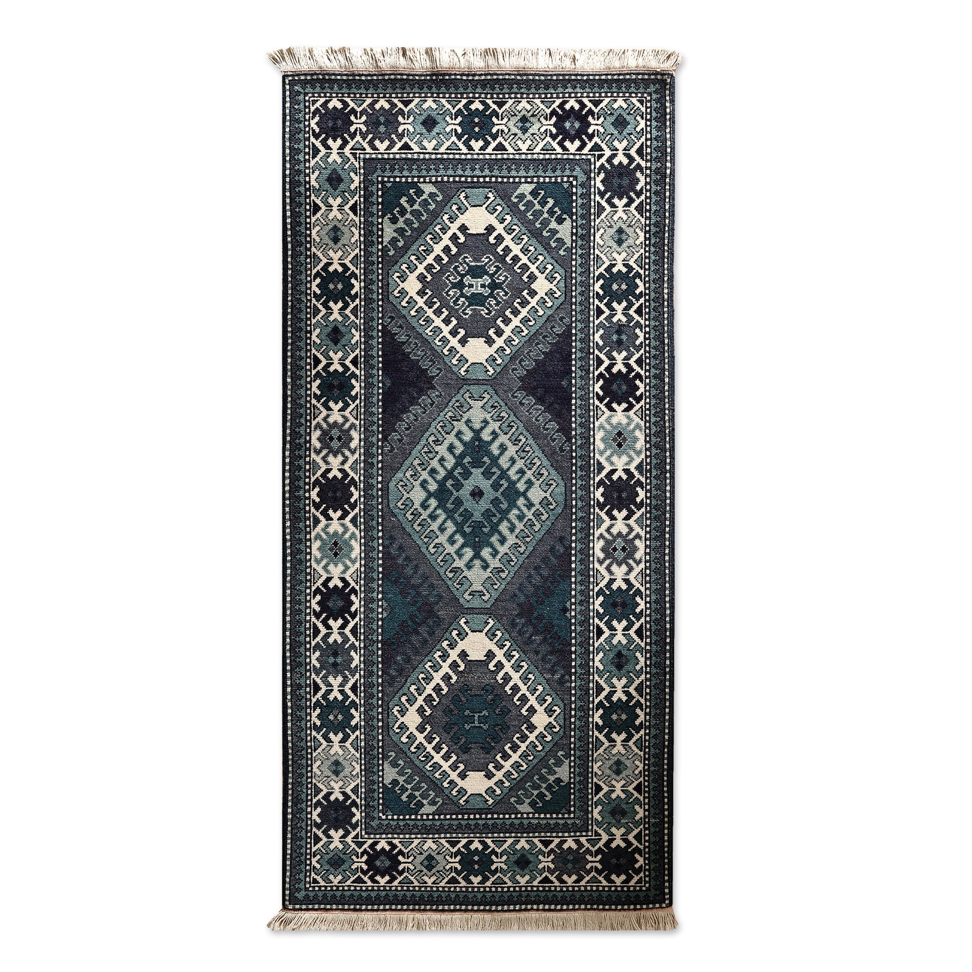 Armenian Handmade Blue and Teal Vishapagorg Wool Rug (3x6) - Heritage in Blue