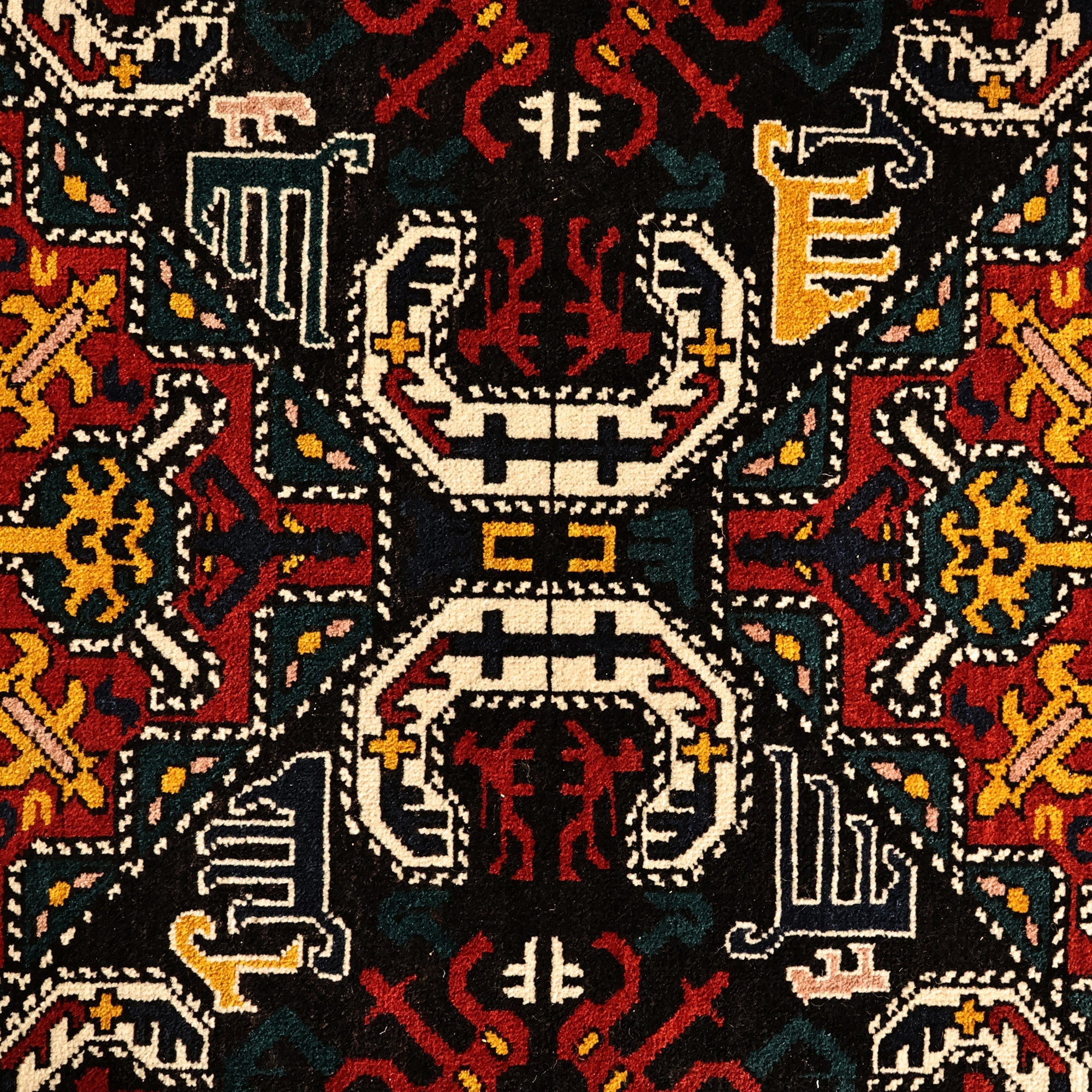 Traditional Armenian Handmade Vishapagorg Wool Rug (2.5x6) - Regal Flames