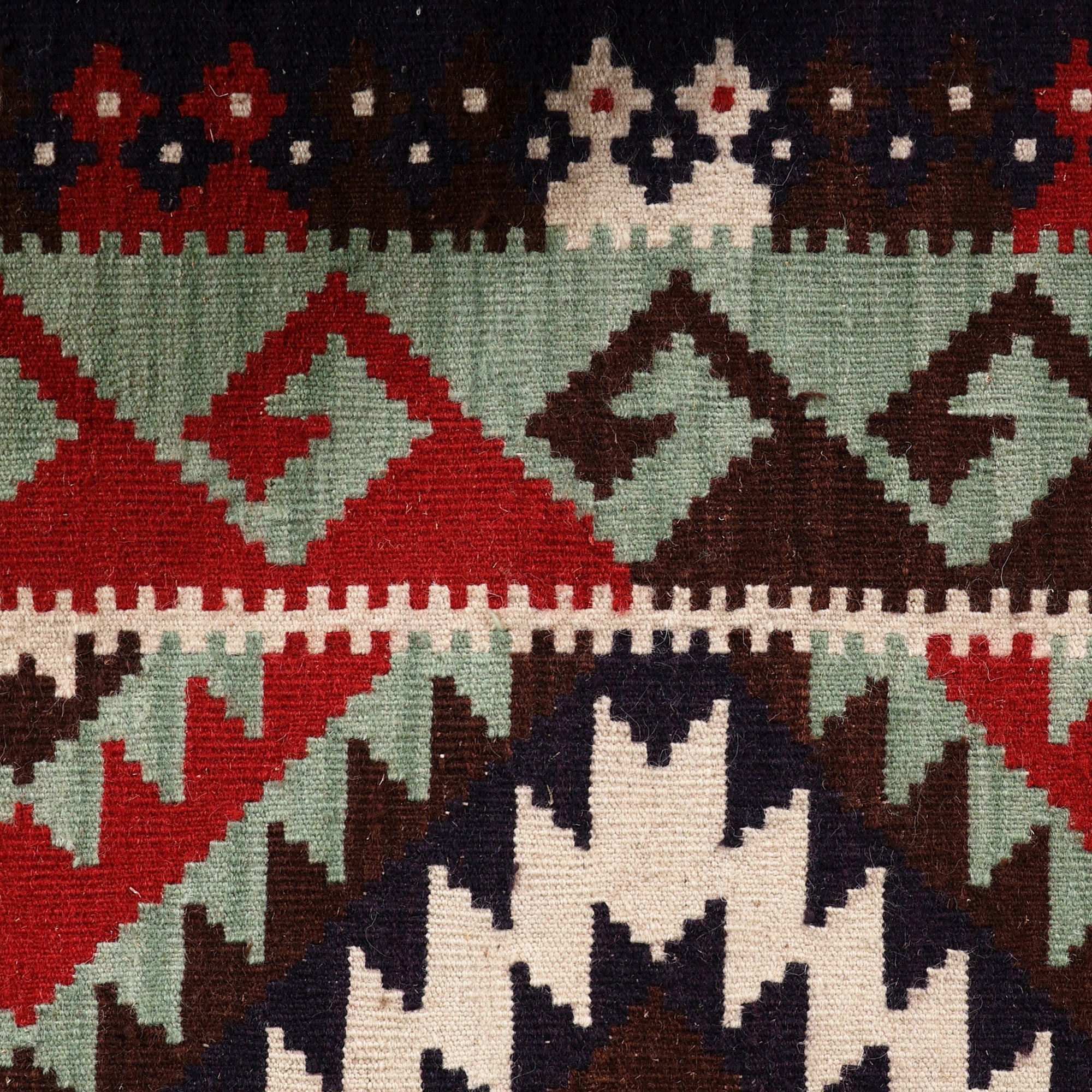 Armenian Geometric-Patterned Red and Brown Wool Rug (5x8) - Red of Glory
