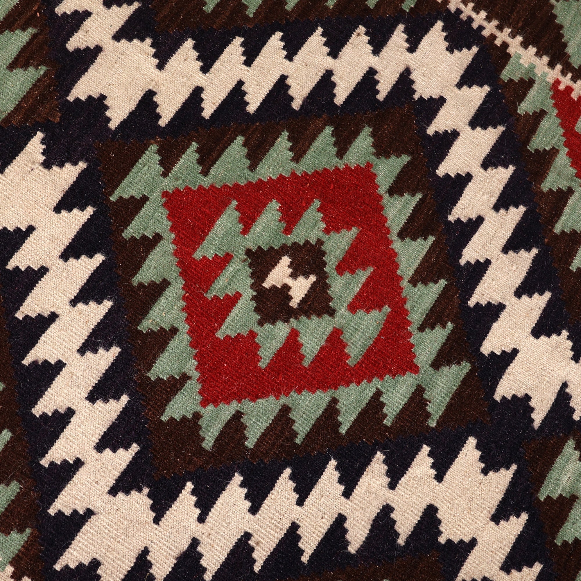 Armenian Geometric-Patterned Red and Brown Wool Rug (5x8) - Red of Glory