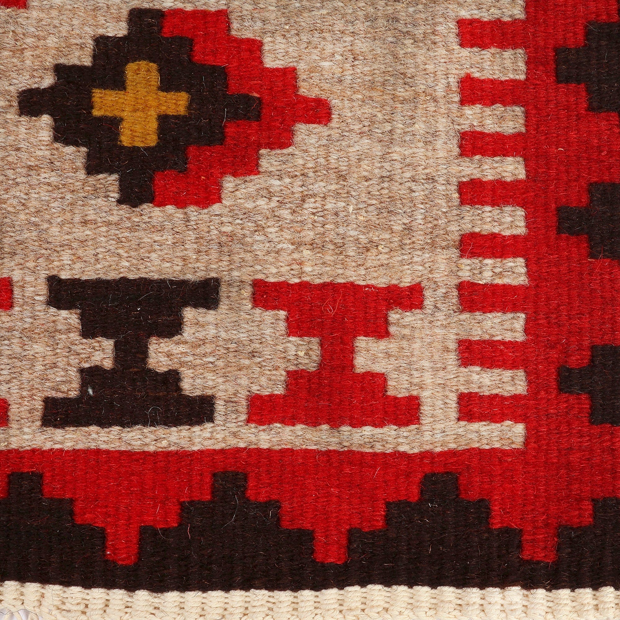 Folk Art Sun-Themed Wool and Cotton Blend Area Rug (2x2) - Arevagorg Blessing