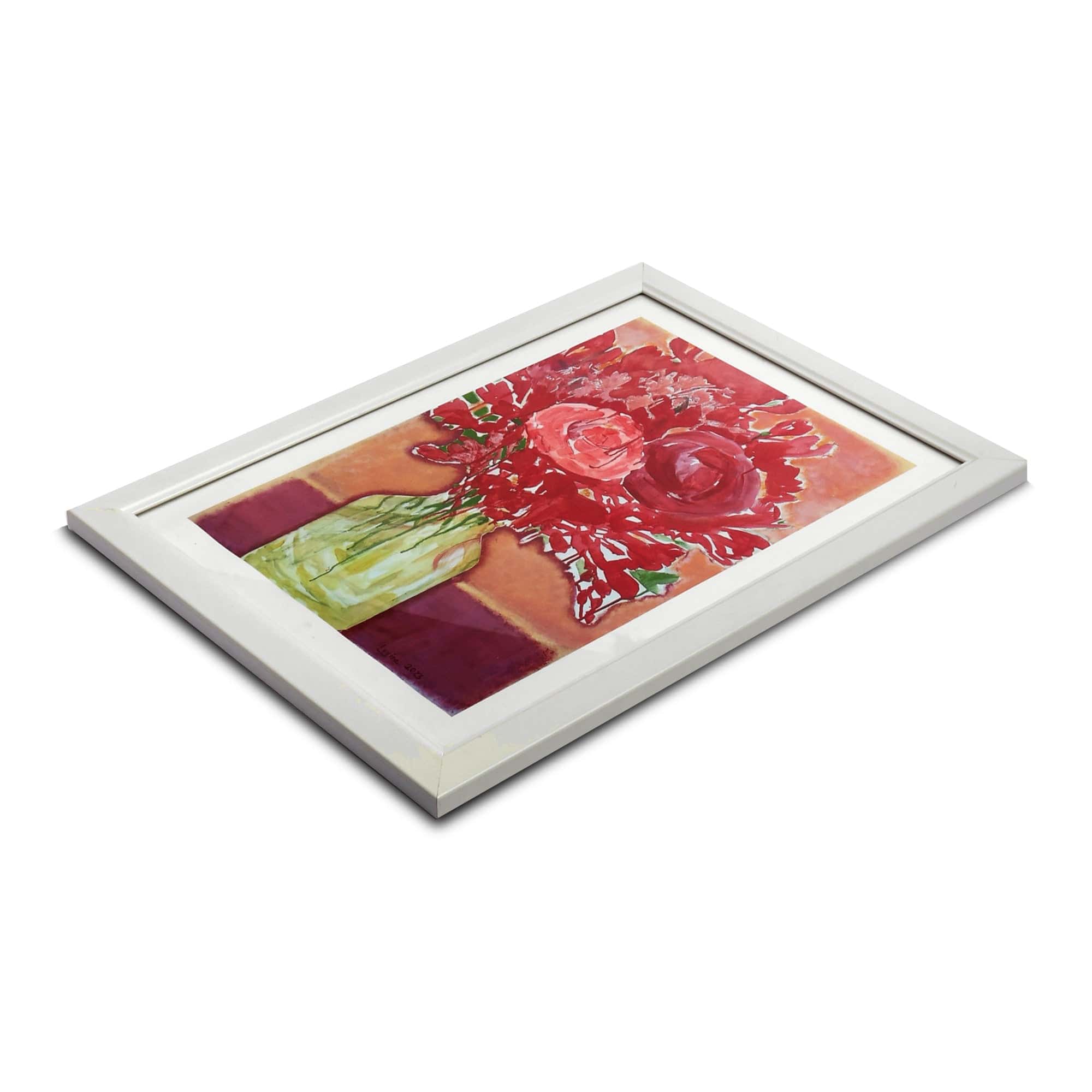 Framed Red Rose Still Life Giclée Art Print on Photo Paper - Vibrant Rose