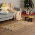 Diamond-Patterned Handwoven Cotton and Jute Area Rug (2x4) - Bohemian Class