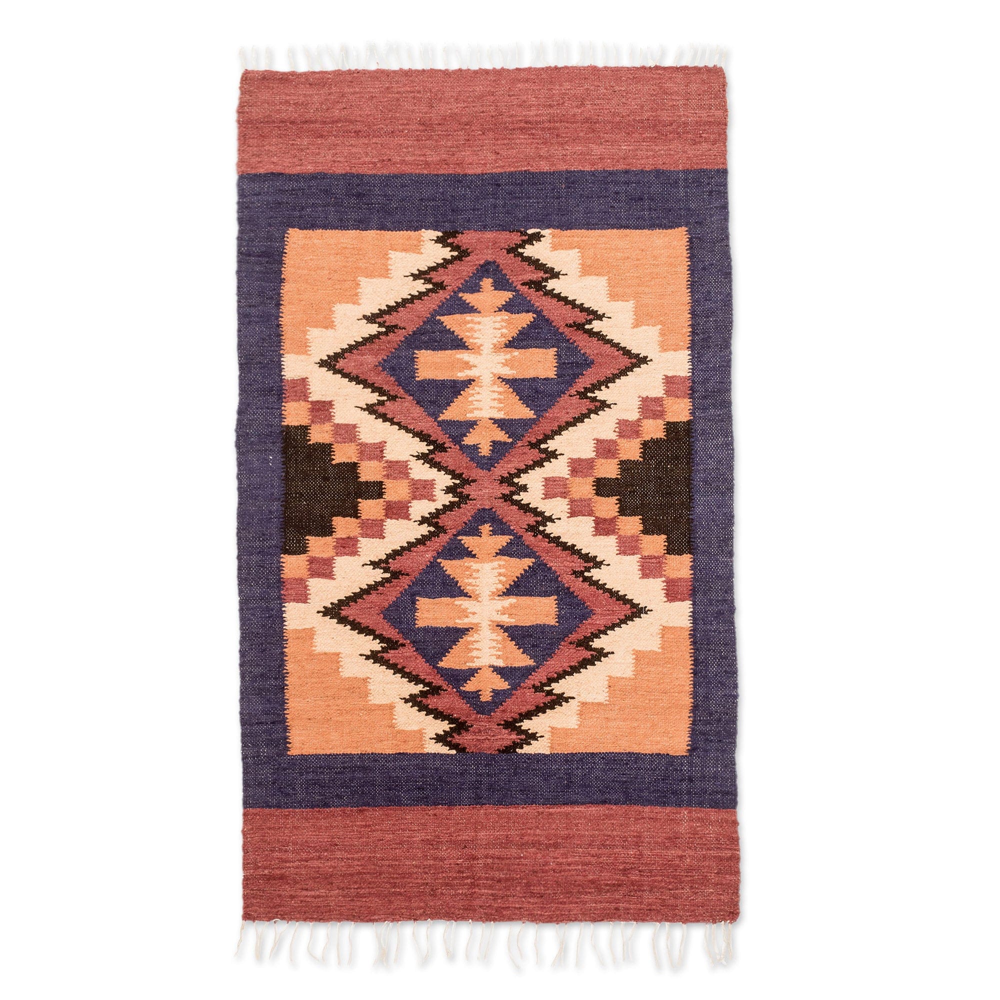 Handloomed Acrylic Geometric Area Rug in Brown (2.5x4.5) - Ancestral Diamonds
