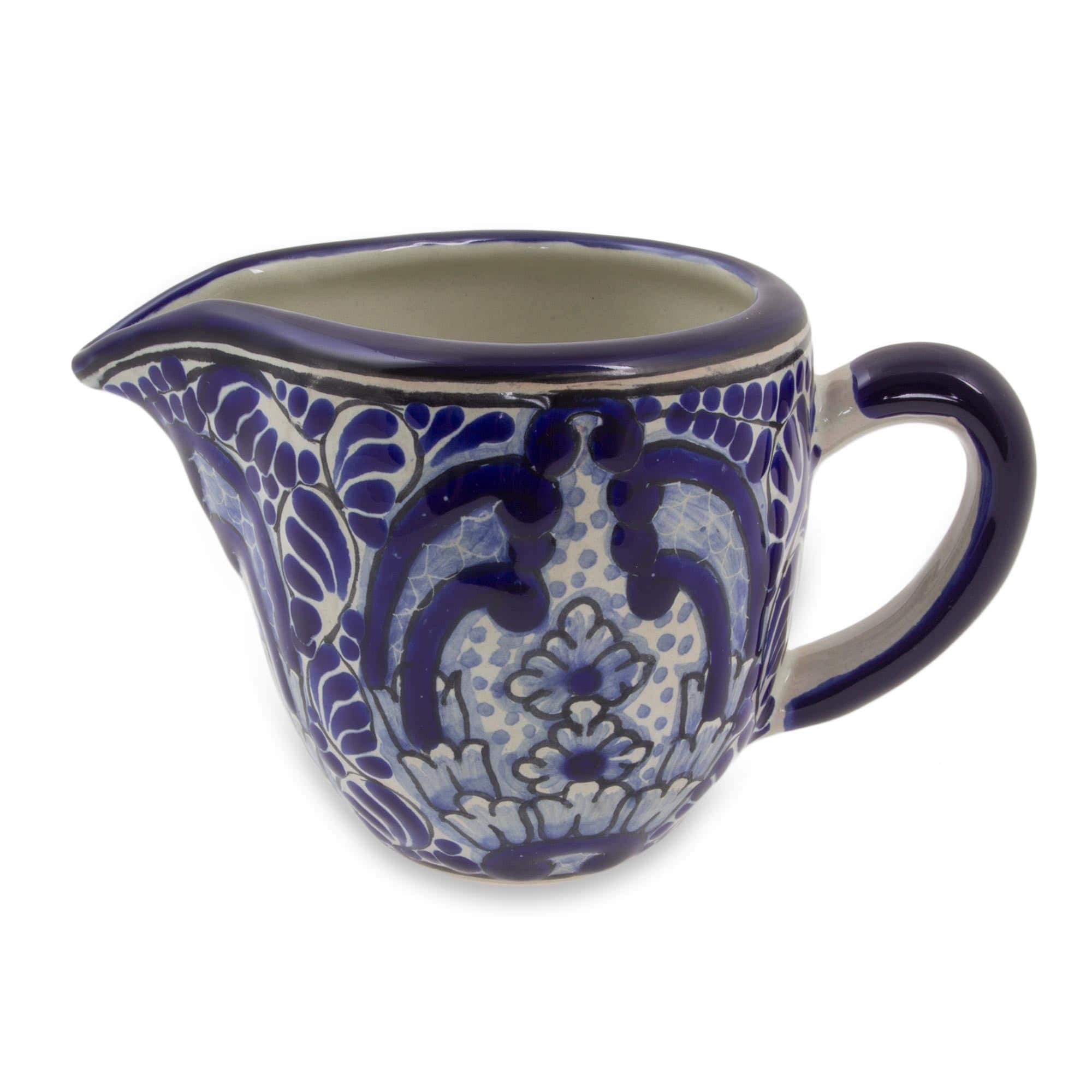 Artisan Crafted Blue Ceramic Sugar and Creamer - Puebla Kaleidoscope