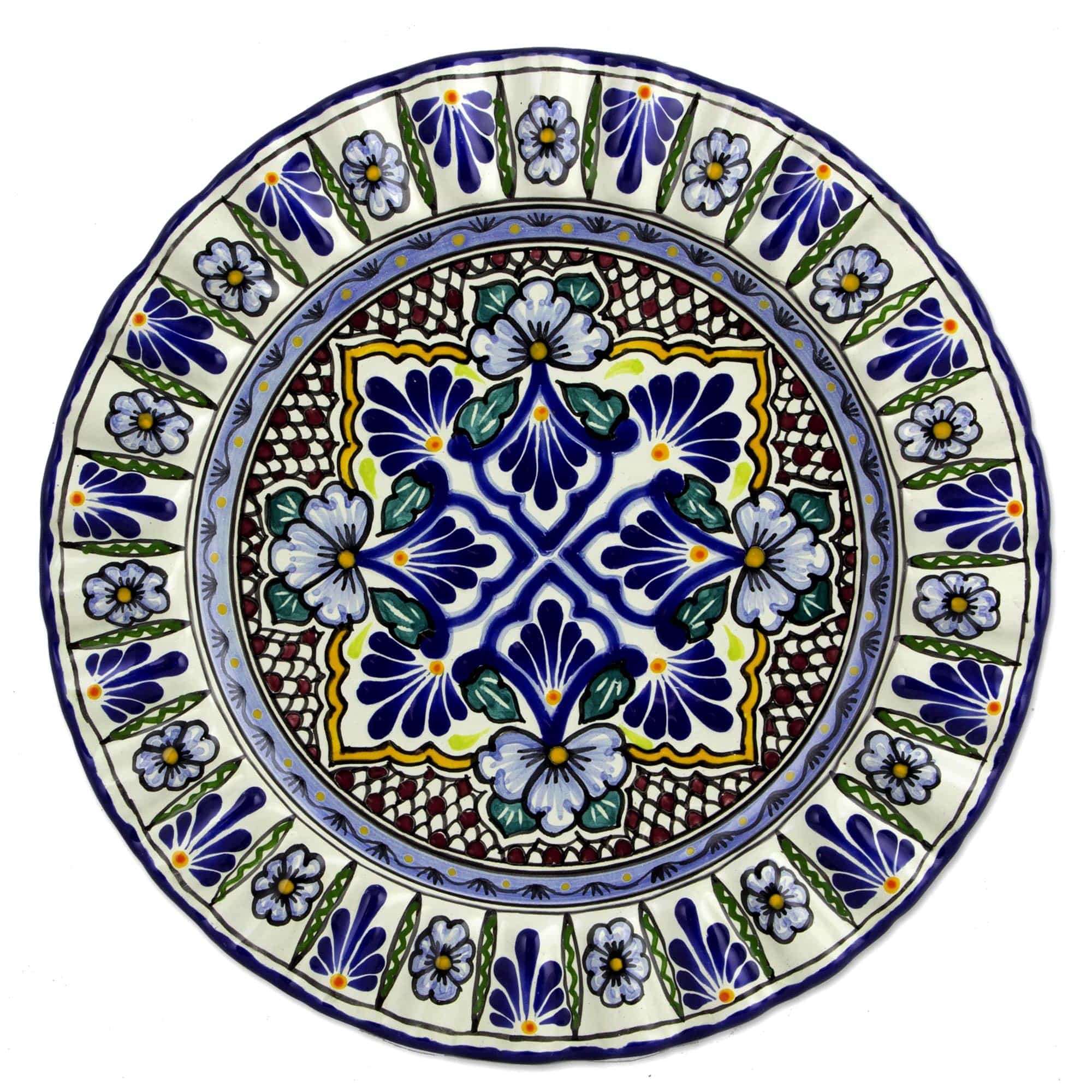 Glazed Talavera Ceramic Serving Platter Handmade in Mexico - Floral Duchess
